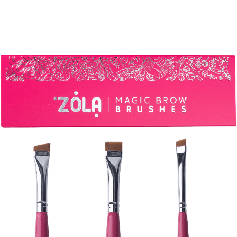 ZOLA Professional Eyebrow Brush Set – Magic Brow Brushes (Raspberry Edition)