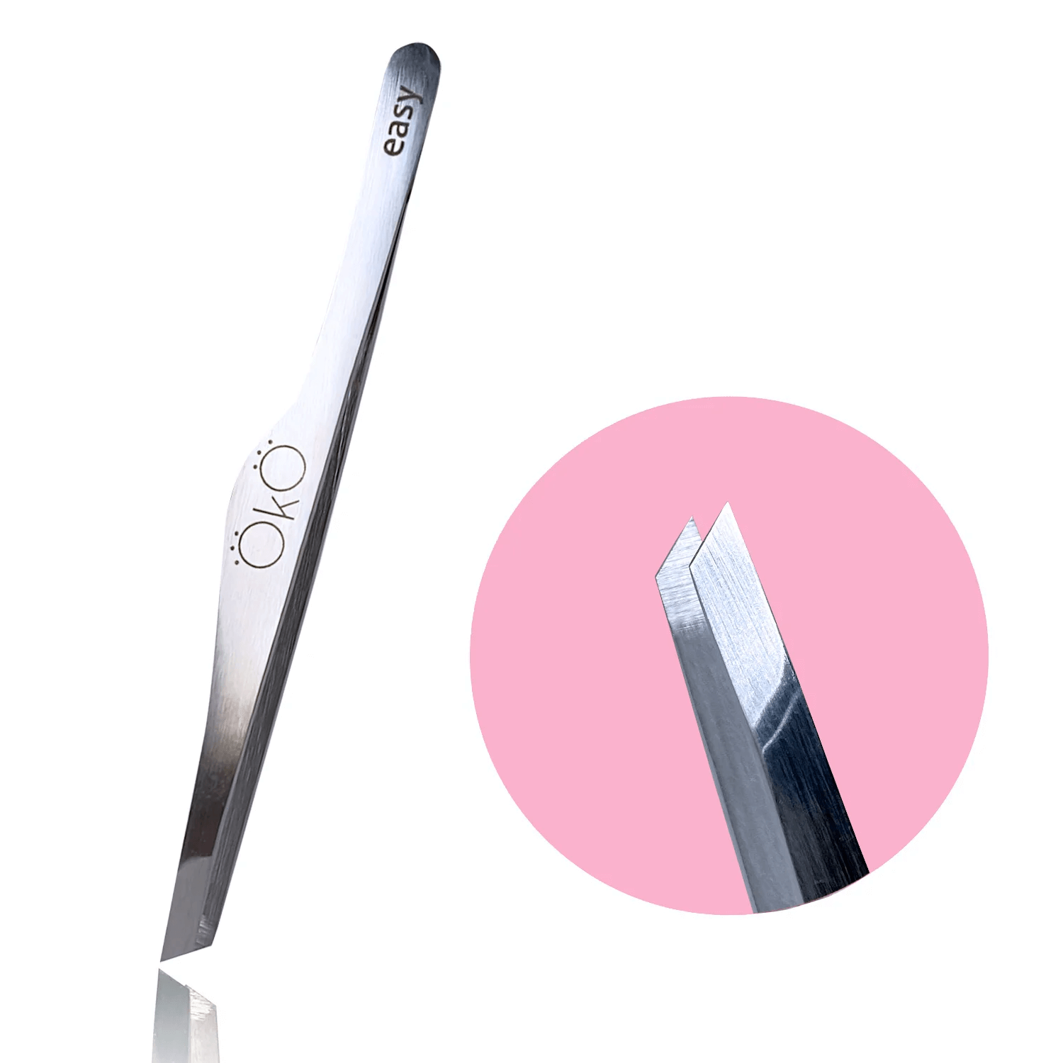 OKO 02 EASY TOUCH Slanted Tweezers for Eyebrows (Hand Sharpened)